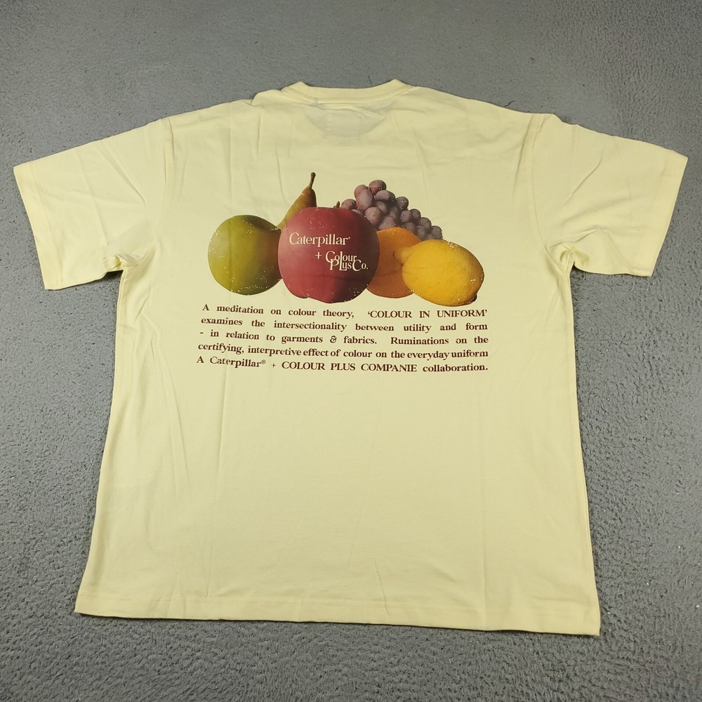 CAT X Colour Plus Co T Shirt Mens Medium Yellow Graphic Casual Short Sleeve